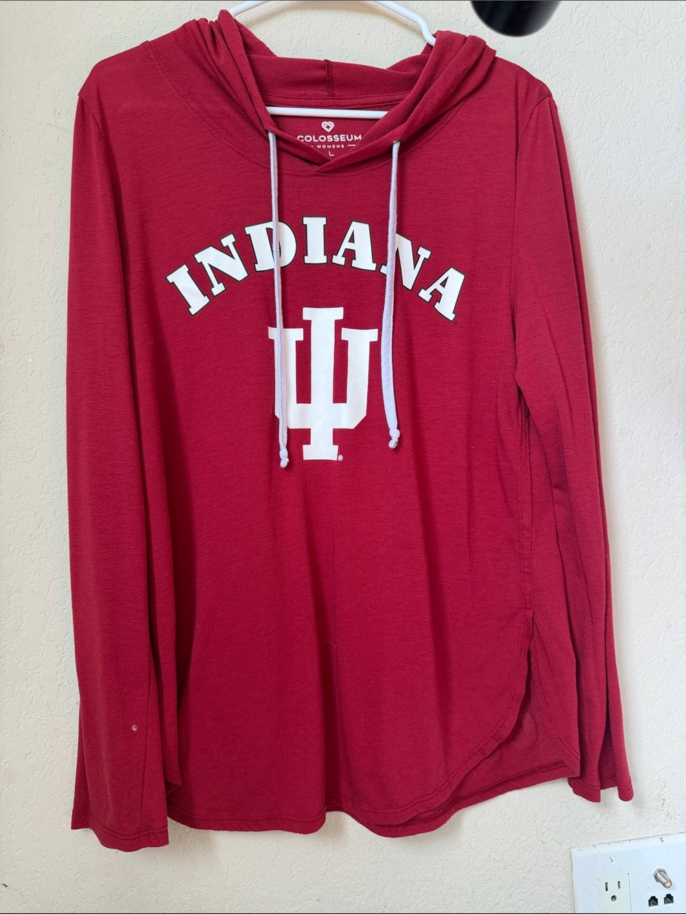 Colosseum Indiana Red Hooded Long Sleeve Tee - White Logo